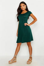 Load image into Gallery viewer, Jersey Cap Sleeve Skater Dress