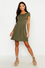 Load image into Gallery viewer, Jersey Cap Sleeve Skater Dress