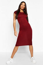 Load image into Gallery viewer, Cap Sleeve Jersey Bodycon Midi Dress