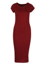 Load image into Gallery viewer, Cap Sleeve Jersey Bodycon Midi Dress