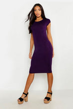 Load image into Gallery viewer, Cap Sleeve Jersey Bodycon Midi Dress