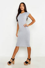 Load image into Gallery viewer, Cap Sleeve Jersey Bodycon Midi Dress