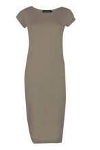 Load image into Gallery viewer, Cap Sleeve Jersey Bodycon Midi Dress
