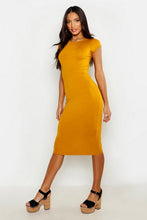 Load image into Gallery viewer, Cap Sleeve Jersey Bodycon Midi Dress