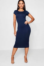 Load image into Gallery viewer, Cap Sleeve Jersey Bodycon Midi Dress