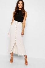 Load image into Gallery viewer, Mock Horn Button Through Midi Skirt