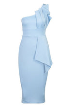Load image into Gallery viewer, One Shoulder Pleated Detail Midi Dress