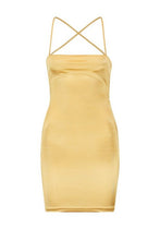 Load image into Gallery viewer, Satin Square Neck Strappy Back Bodycon Dress