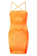 Load image into Gallery viewer, Satin Square Neck Strappy Back Bodycon Dress
