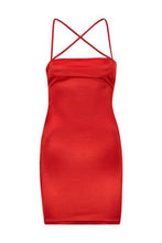 Load image into Gallery viewer, Satin Square Neck Strappy Back Bodycon Dress