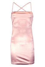 Load image into Gallery viewer, Satin Square Neck Strappy Back Bodycon Dress