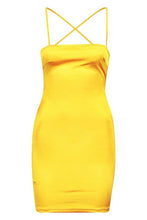 Load image into Gallery viewer, Satin Square Neck Strappy Back Bodycon Dress
