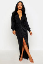 Load image into Gallery viewer, Daria Twist Front Plunge Slinky Maxi Dress