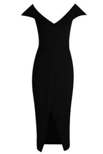 Load image into Gallery viewer, Off the Shoulder Wrap Skirt Midi Dress