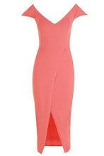 Load image into Gallery viewer, Off the Shoulder Wrap Skirt Midi Dress