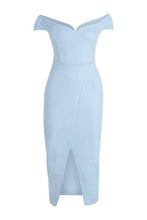 Load image into Gallery viewer, Off the Shoulder Wrap Skirt Midi Dress