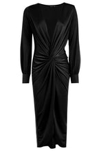 Load image into Gallery viewer, Twist Front Plunge Slinky Midi Dress