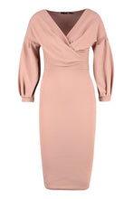 Load image into Gallery viewer, Off the Shoulder Wrap Midi Dress