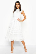 Load image into Gallery viewer, Boutique Lace Midi Skater Dress