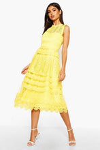 Load image into Gallery viewer, Boutique Lace Midi Skater Dress