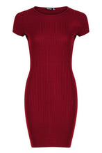 Load image into Gallery viewer, Ribbed Cap Sleeved Bodycon Dress