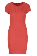 Load image into Gallery viewer, Ribbed Cap Sleeved Bodycon Dress