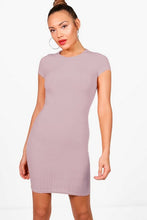 Load image into Gallery viewer, Ribbed Cap Sleeved Bodycon Dress