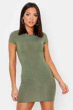 Load image into Gallery viewer, Ribbed Cap Sleeved Bodycon Dress