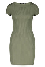 Load image into Gallery viewer, Ribbed Cap Sleeved Bodycon Dress