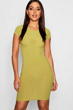 Load image into Gallery viewer, Ribbed Cap Sleeved Bodycon Dress
