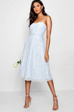 Load image into Gallery viewer, Boutique Embroidered Strappy Midi Skater Dress