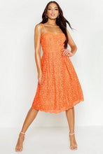 Load image into Gallery viewer, Boutique Embroidered Strappy Midi Skater Dress