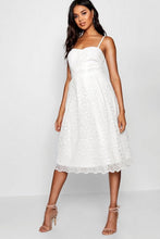 Load image into Gallery viewer, Boutique Embroidered Strappy Midi Skater Dress