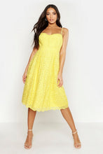 Load image into Gallery viewer, Boutique Embroidered Strappy Midi Skater Dress