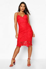 Load image into Gallery viewer, Boutique Crochet Lace Strappy Midi Dress