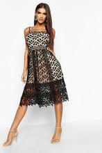 Load image into Gallery viewer, Corded Lace Detail Midi Skater Dress