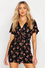 Load image into Gallery viewer, Floral Tie Waist Wrap Tea Dress