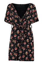 Load image into Gallery viewer, Floral Tie Waist Wrap Tea Dress