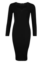 Load image into Gallery viewer, Notch Front Jumbo Ribbed Midi Dress
