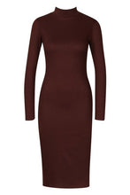 Load image into Gallery viewer, Jumbo Rib High Neck Split Midi Dress