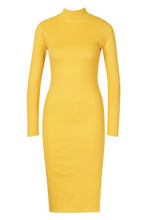 Load image into Gallery viewer, Jumbo Rib High Neck Split Midi Dress