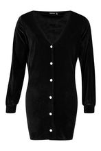 Load image into Gallery viewer, Balloon Sleeve Pearl Button Shift Dress