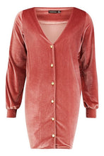 Load image into Gallery viewer, Balloon Sleeve Pearl Button Shift Dress