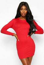 Load image into Gallery viewer, Jumbo Rib Long Sleeve Mini Dress