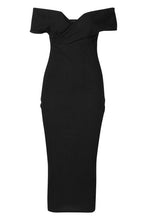 Load image into Gallery viewer, Jumbo Rib Bardot Wrap Midi Dress