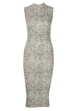 Load image into Gallery viewer, Snow Leopard High Neck Sleeveless Midi Dress
