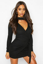 Load image into Gallery viewer, Tie Side Rib Mini Dress
