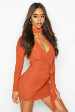 Load image into Gallery viewer, Tie Side Rib Mini Dress