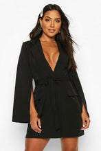 Load image into Gallery viewer, Split Sleeve Double Breasted Belted Blazer Dress