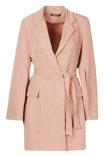 Load image into Gallery viewer, Split Sleeve Double Breasted Belted Blazer Dress